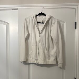 H&M White Zip-Up Hoodie